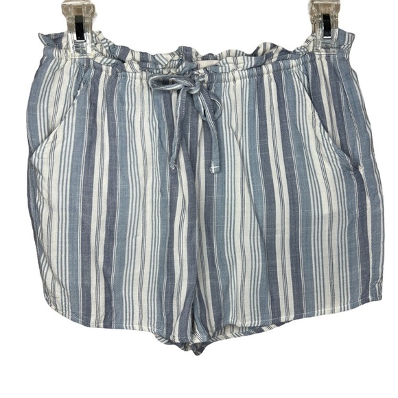 Small SO Brand Blue White Striped Pull On Shorts Elastic Waist Rayon Pockets - Picture 1 of 7